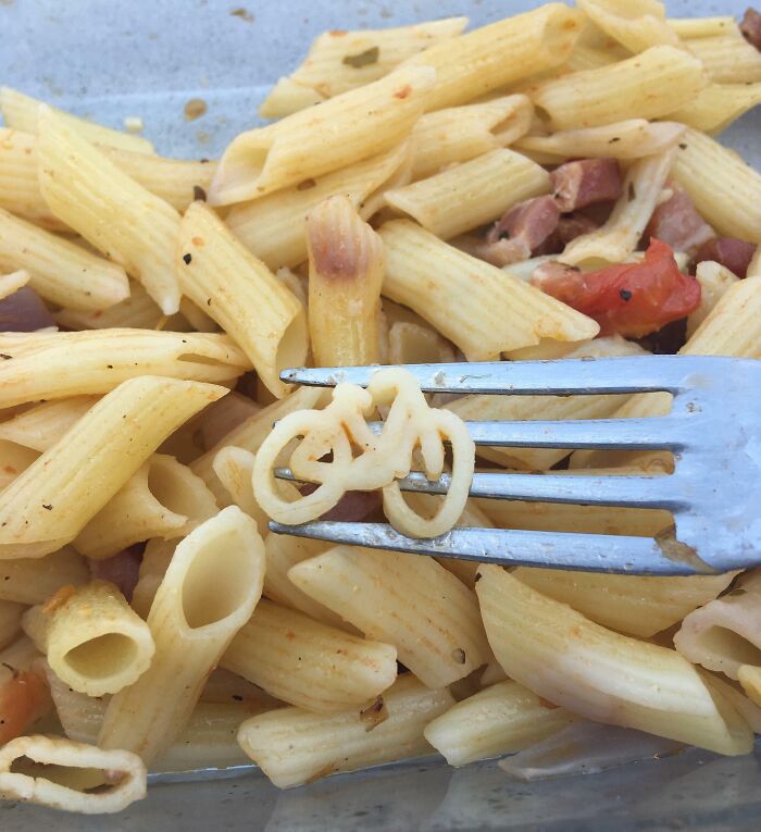 I Found A Single Piece Of Bicycle-Shaped Pasta In My Penne