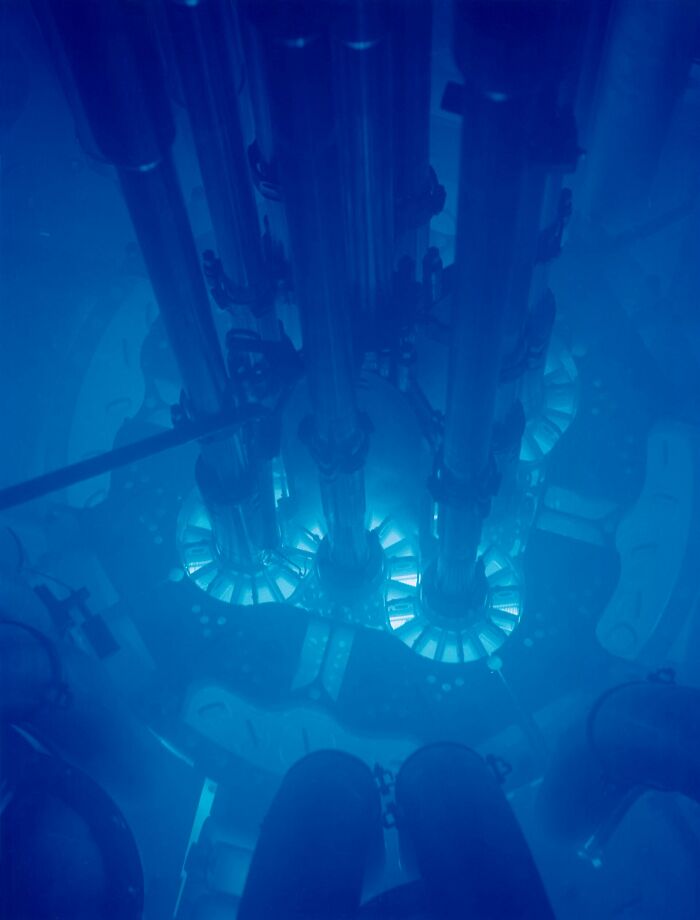 Cherenkov Radiation (Blue Light) Inside Of A Nuclear Reactor