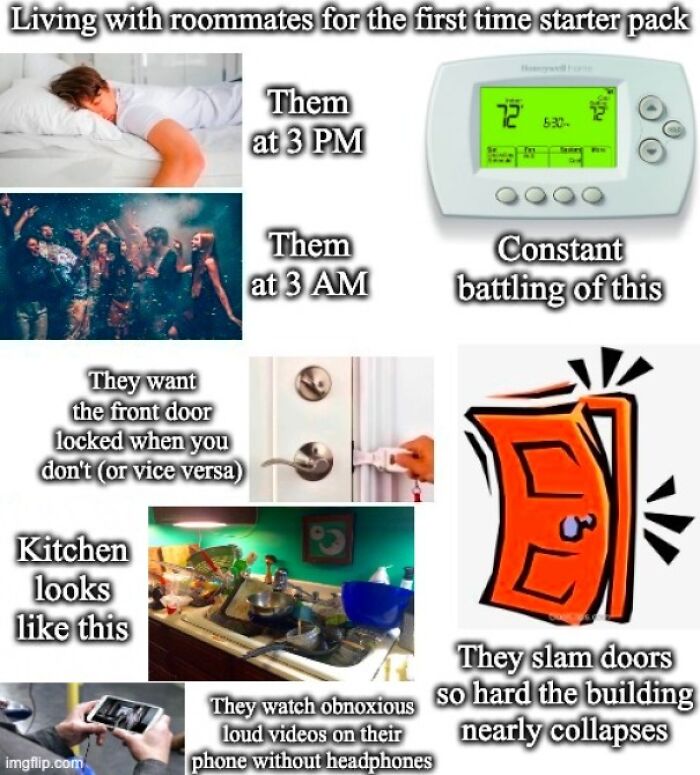 "Living With Roommates For The First Time" Starter Pack