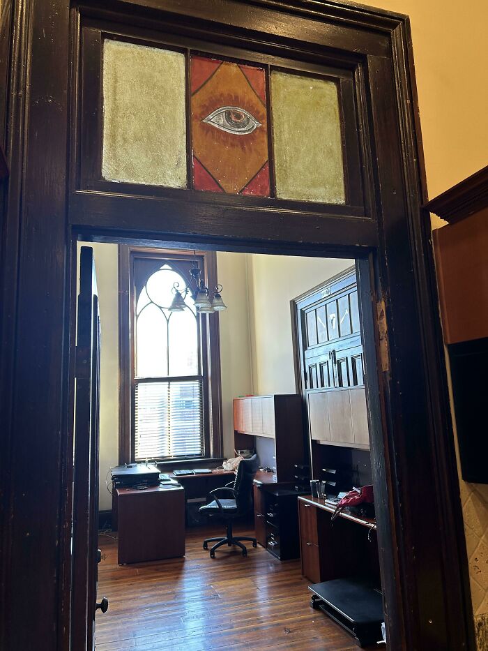 My New Company Is Located Inside An Old Masonic Temple. This Eye Is Above My Office Door