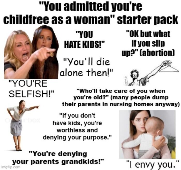 "You Admitted You're Childfree As A Woman" Starter Pack
