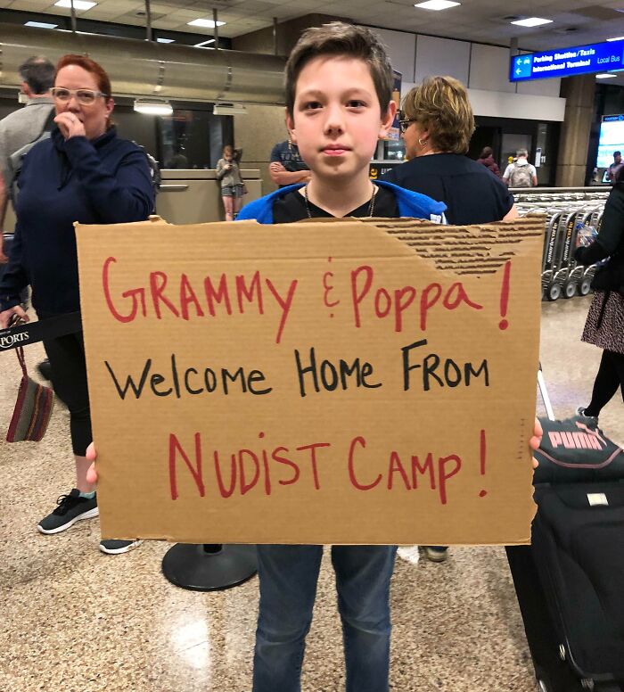 Was Picking Up A Friend At The Airport When We Saw This Great Welcome Back Sign