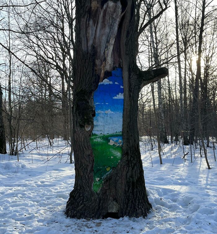 Esta pintura en un árbol