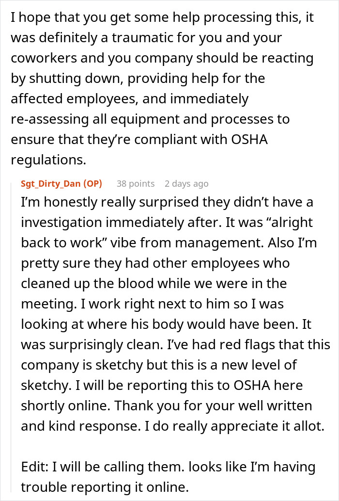 Boss Tries To Brush Off Death On The Job, Workers Retaliate Boss Tries To Brush Off Death On The Job, Workers Retaliate