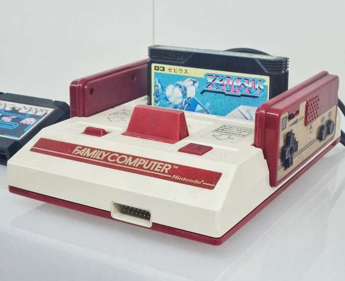 Red and white Nintendo computer console