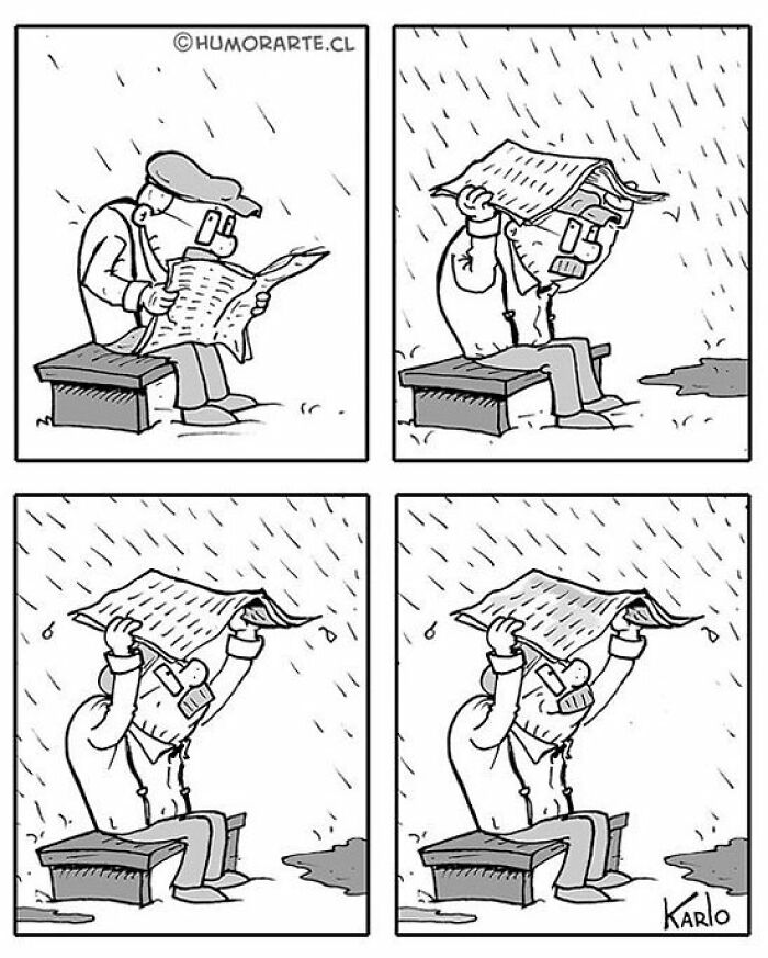 Rain and newspaper