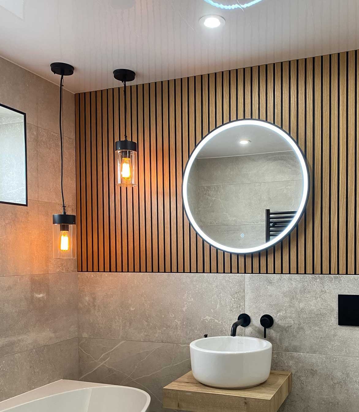 Bathroom with different lights