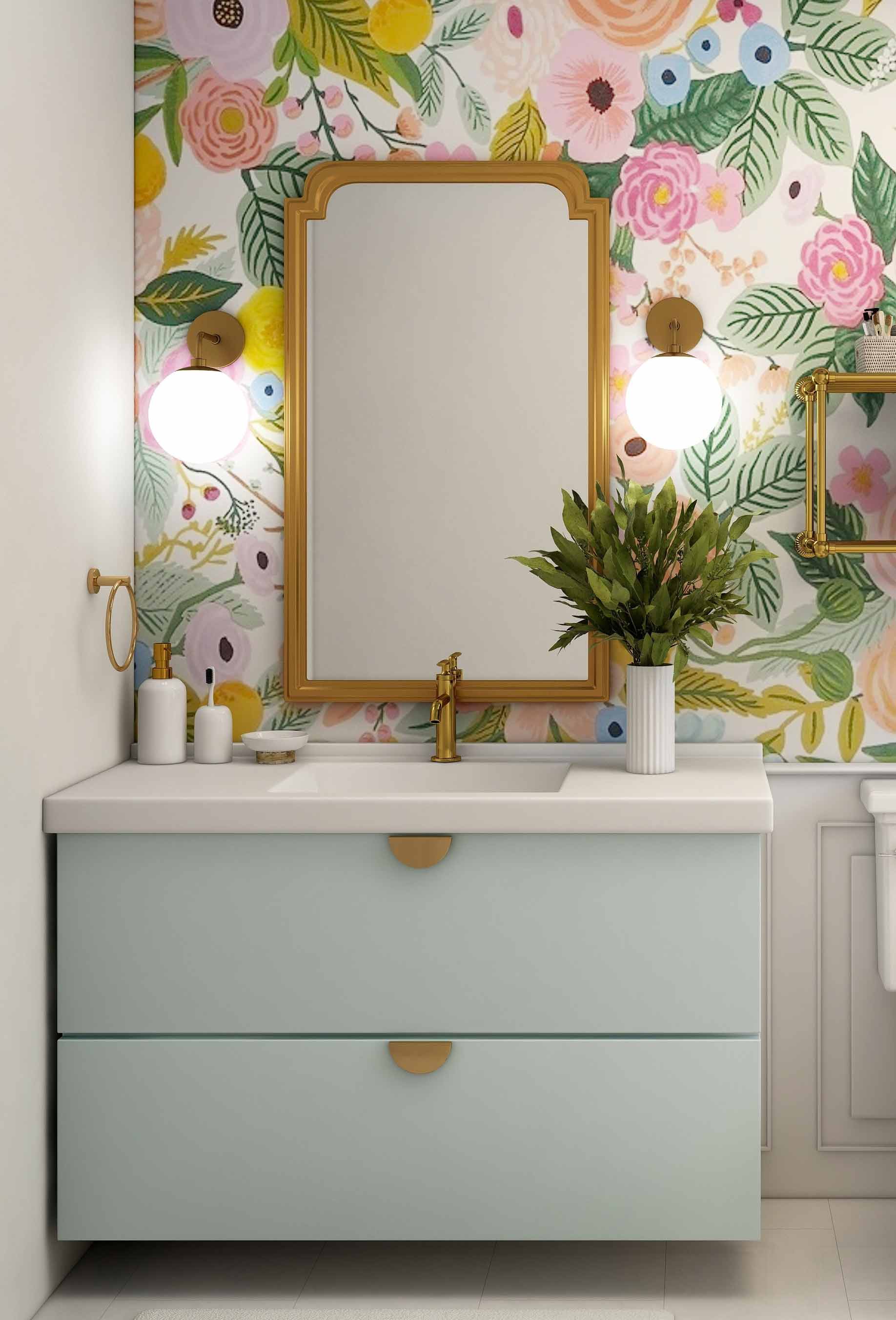 Bathroom with globe lights Bathroom with globe lights