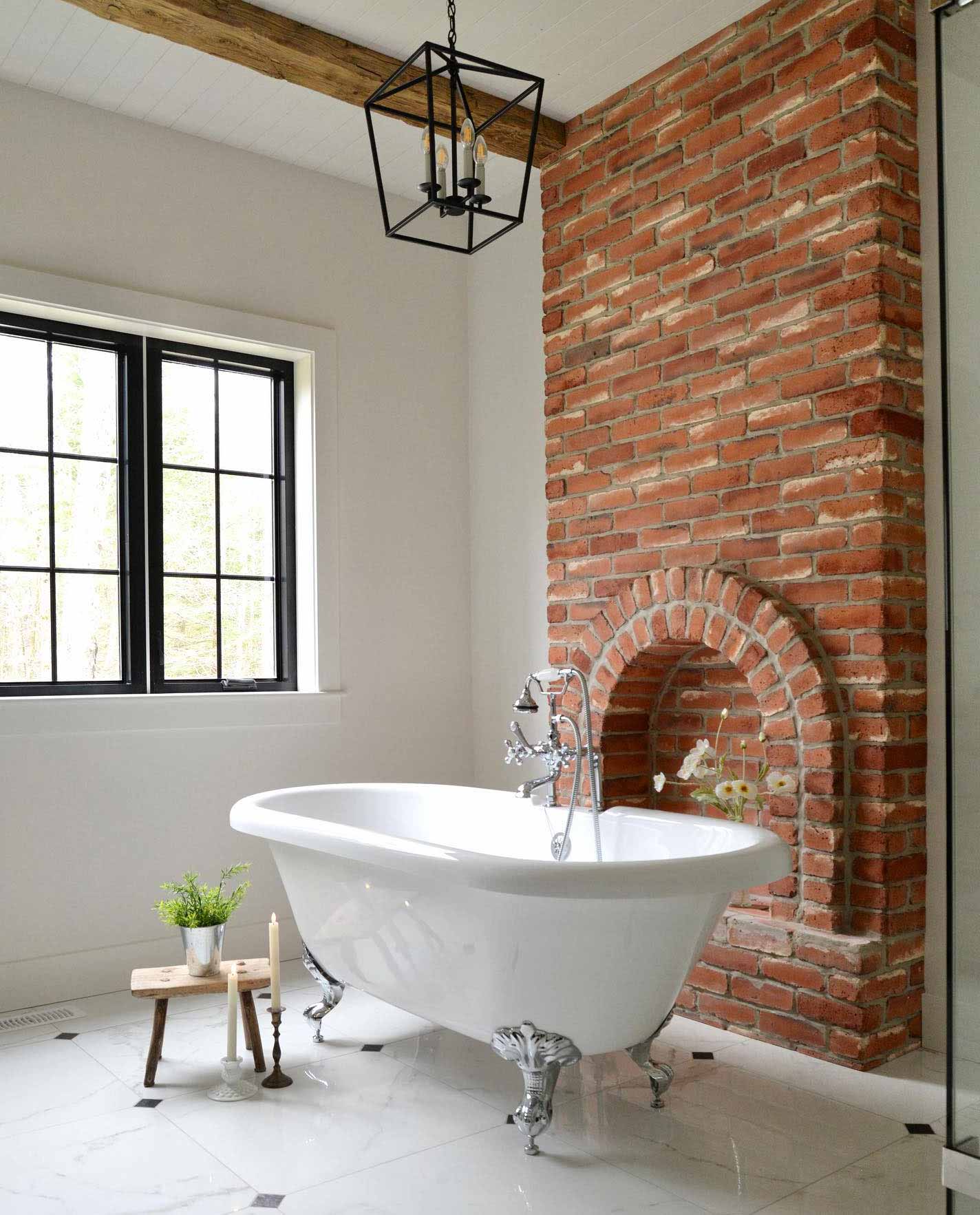 Bathroom with lantern light over the tub Bathroom with lantern light over the tub