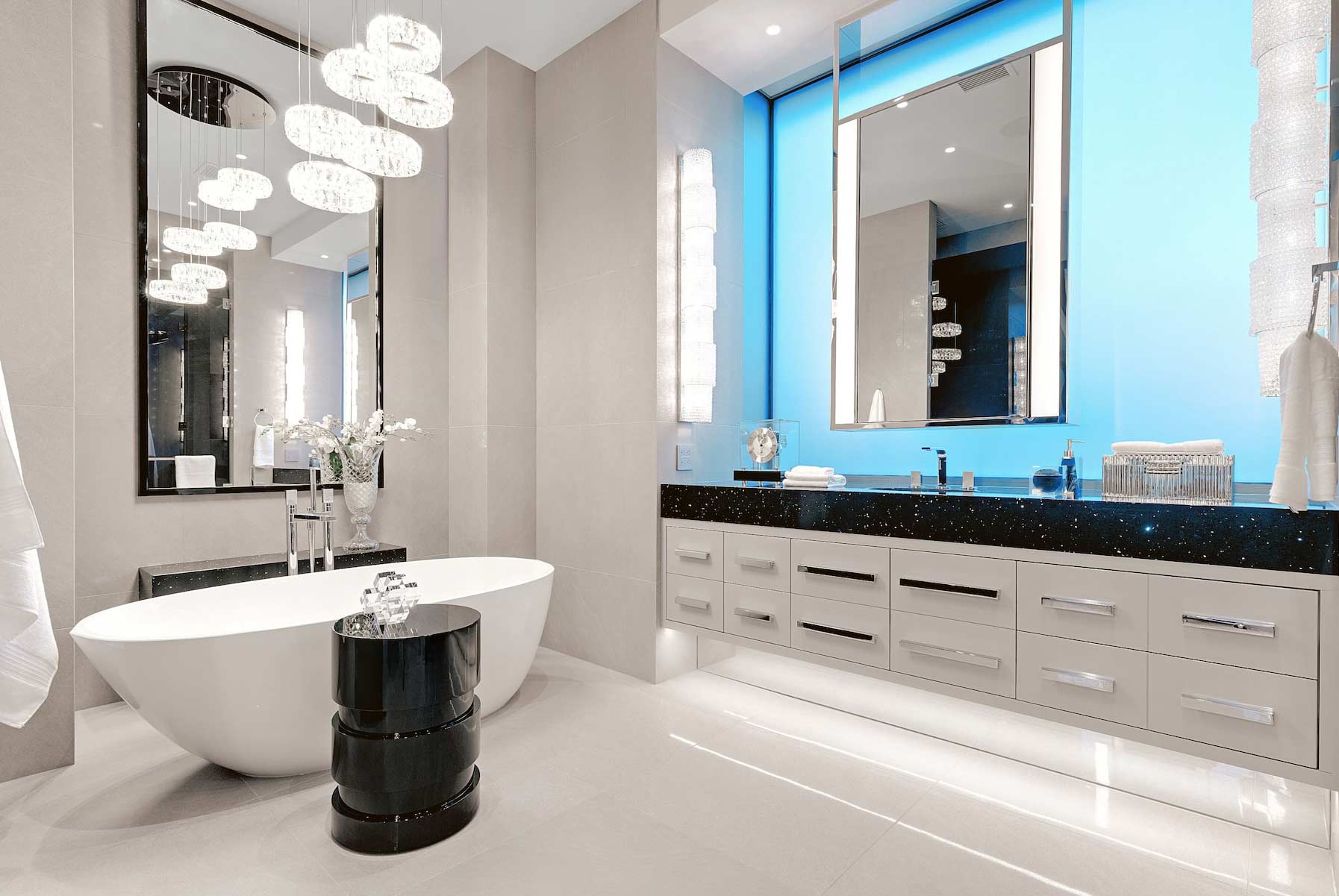 Bathroom with multiple lights Bathroom with multiple lights