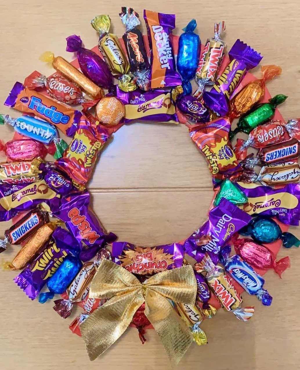 Wreath made from candies