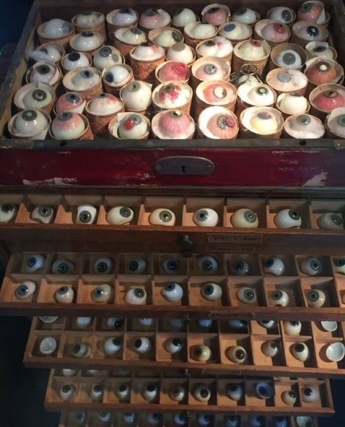A Collection Of Prosthetic Eyes In The Rijksmuseum Boerhaave, Leiden