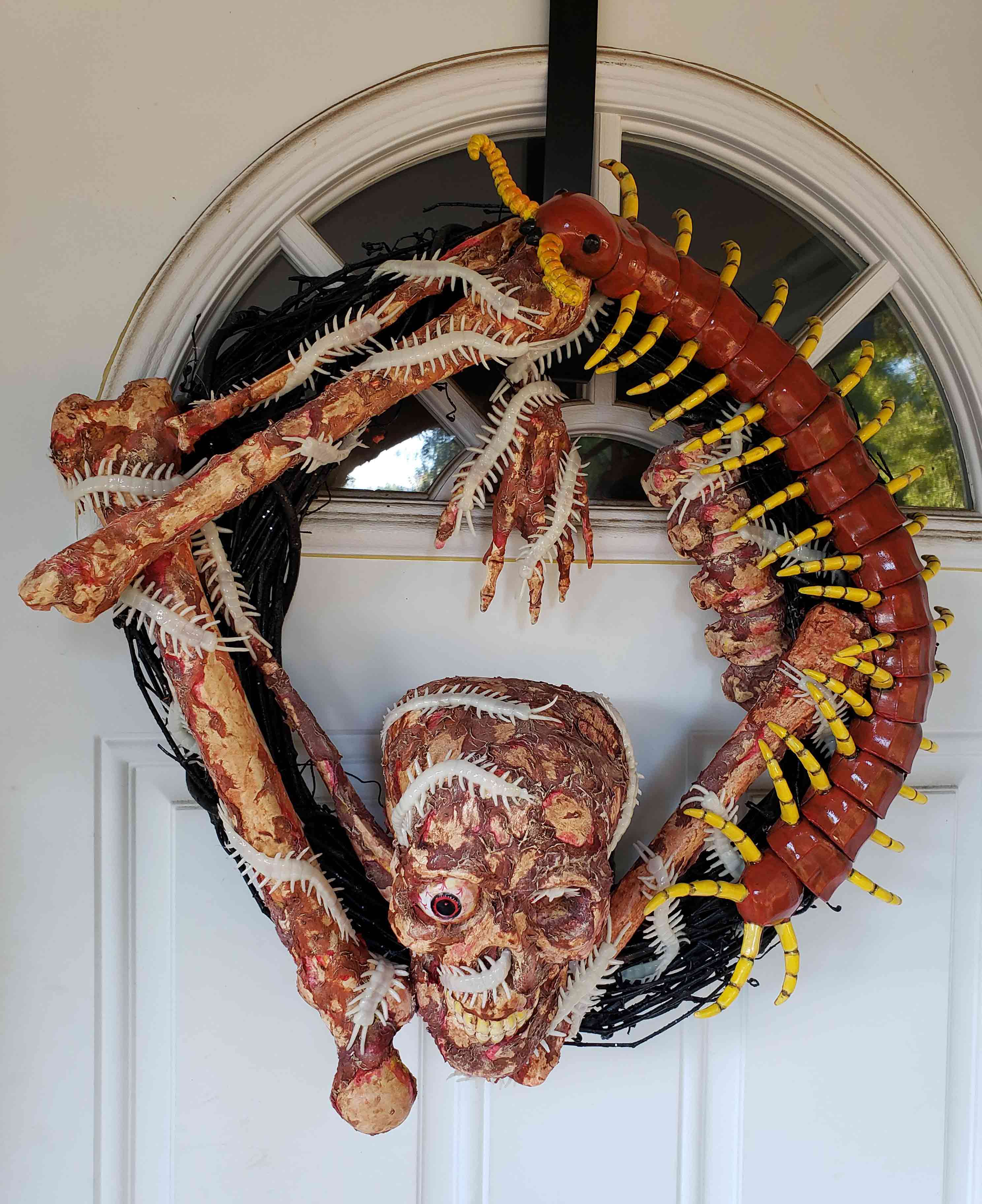 Very creepy Halloween door wreath