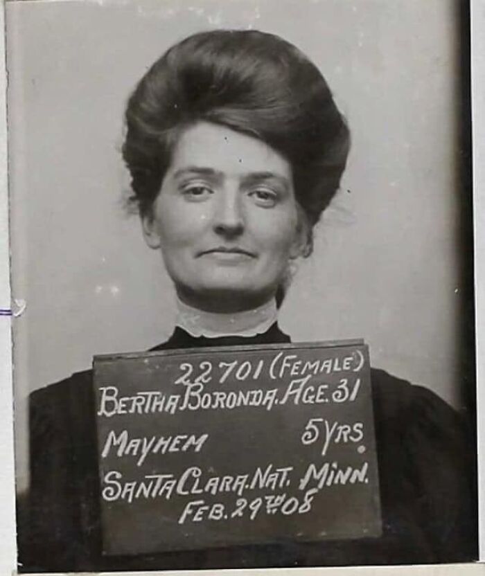 This Is Bertha Boronda.⁠ ⁠ Bertha Was Sentenced To 5 Years In Prison For “Mayhem” In 1908