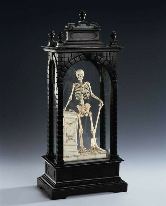 Carved Ivory And Ebony Skeleton With Gravedigger's Shovel, Dated 1632. State Art Collections, Dresden