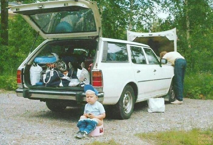 Mi padre y yo preparando un viaje en verano de 1986