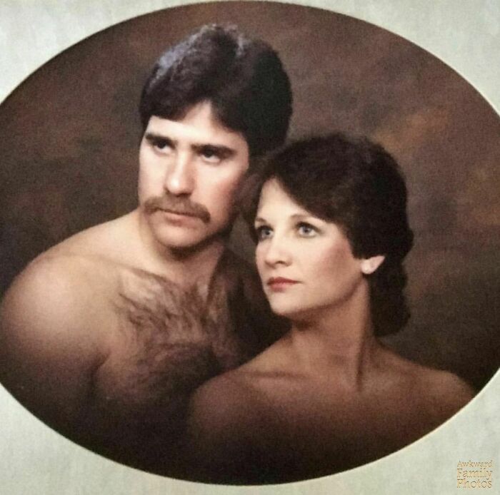 When My Parents Were Getting Their Portraits Taken, The Photographer Had An Idea. My Mom Wore A Tube Top And My Dad Took His Shirt Off