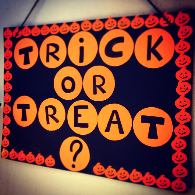 Black and orange Halloween banner Trick or Treat?