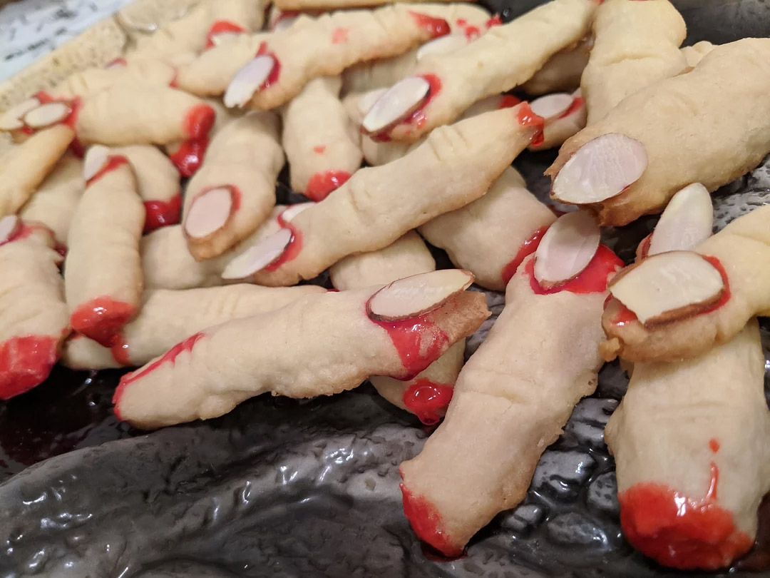 Homemade creepy shortbread fingers cookies