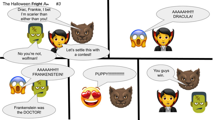 Using Emojis, I Made Comics I Call "The Halloween Pun"