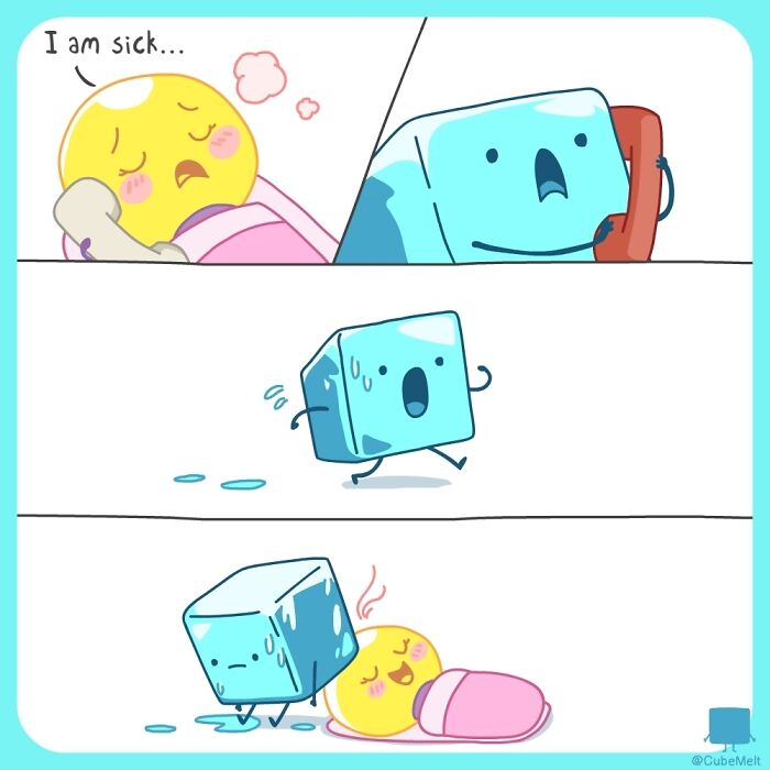 Hilarious Comics That Feature Ice Cube Who Melts In Various Situations (New Pics)