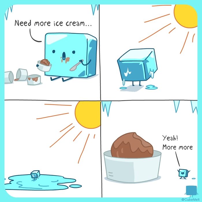 Hilarious Comics That Feature Ice Cube Who Melts In Various Situations (New Pics)