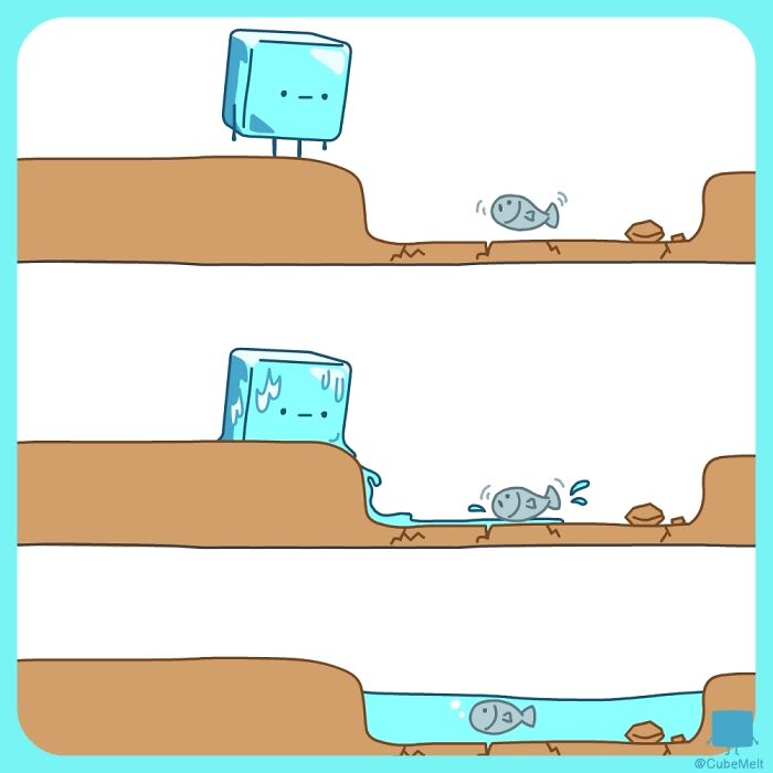 Hilarious Comics That Feature Ice Cube Who Melts In Various Situations (New Pics)