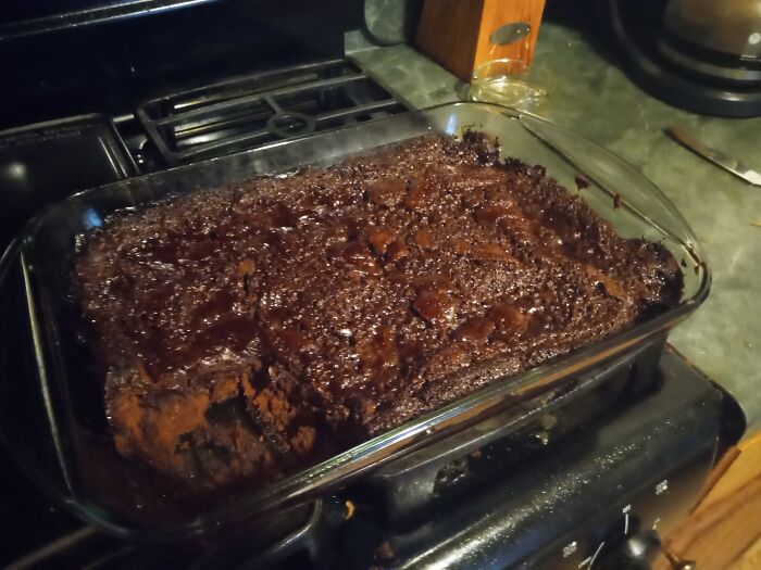 Attempted To Make Salted Caramel Brownies. Caramel Sauce Was Added On Top Way Too Soon And Basically Became The World's Hardest Toffee It Tasted Decent But That Crust Was A Literal Pain To Bite Through