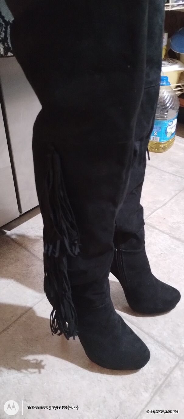 Over The Knee Stiletto Boots I Found At Gw Thrift Store For $14.99 + 30% Off! Did I Need Them? No. But At That Price, Had To Have Them❣️😎👍