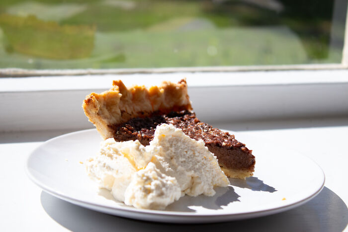 Homemade Chocolate Pie And Fresh Vanilla Whipped Cream