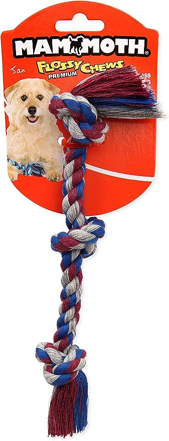 Dog toy for tough chewers, braided rope with durable design, red and blue packaging. Dog toy for tough chewers, braided rope with durable design, red and blue packaging.