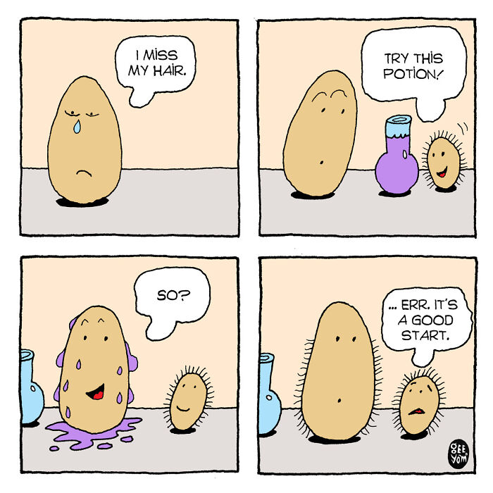 Inspired By Quirky Life Events, I Created The “2 Hairy Potatoes” Comic Series