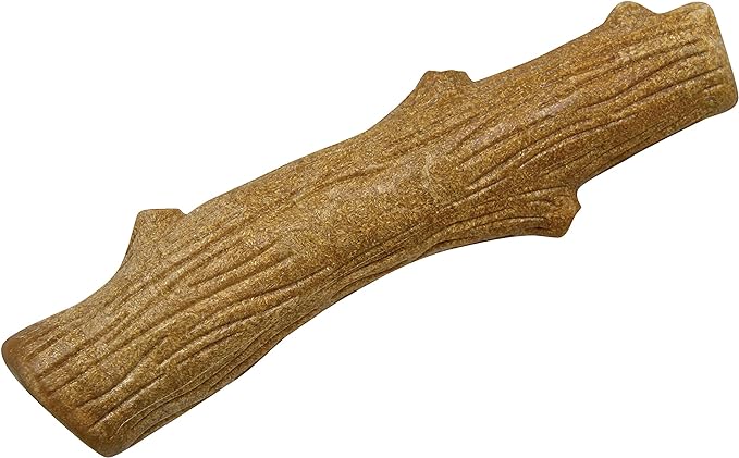 Dog toy for tough chewers, shaped like a wooden stick. Dog toy for tough chewers, shaped like a wooden stick.