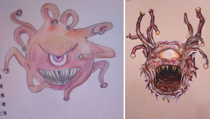 The Left Picture Is Of A Beholder, And The Right One Is Of A Beholder Zombie From Dungeons And Dragons
