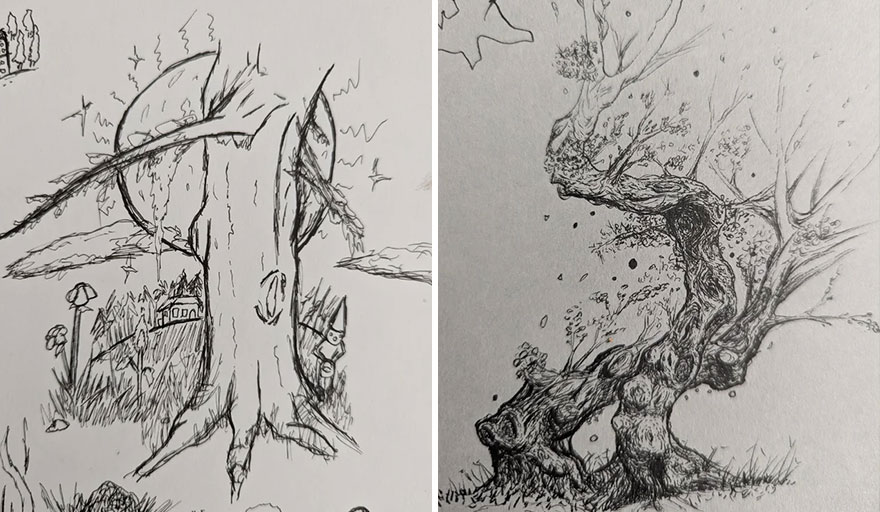 Sketchbook Trees 2 Years Apart