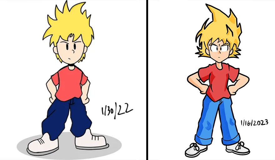 My First Drawing On My Tablet vs. (Almost) A Year Later