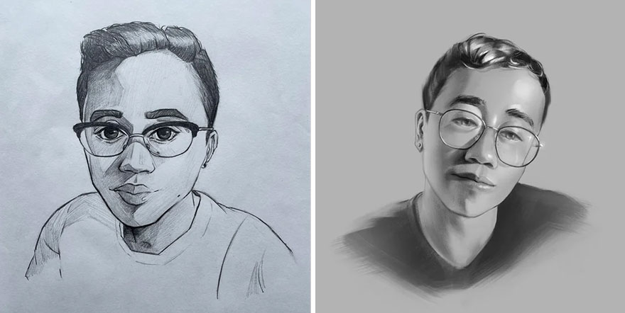 Self-Portrait Progress (April 2022 - April 2023)