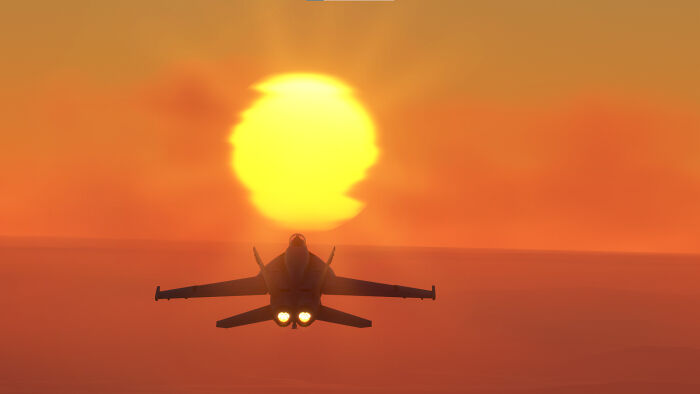 An F-18 At Sunset With Full Afterburners