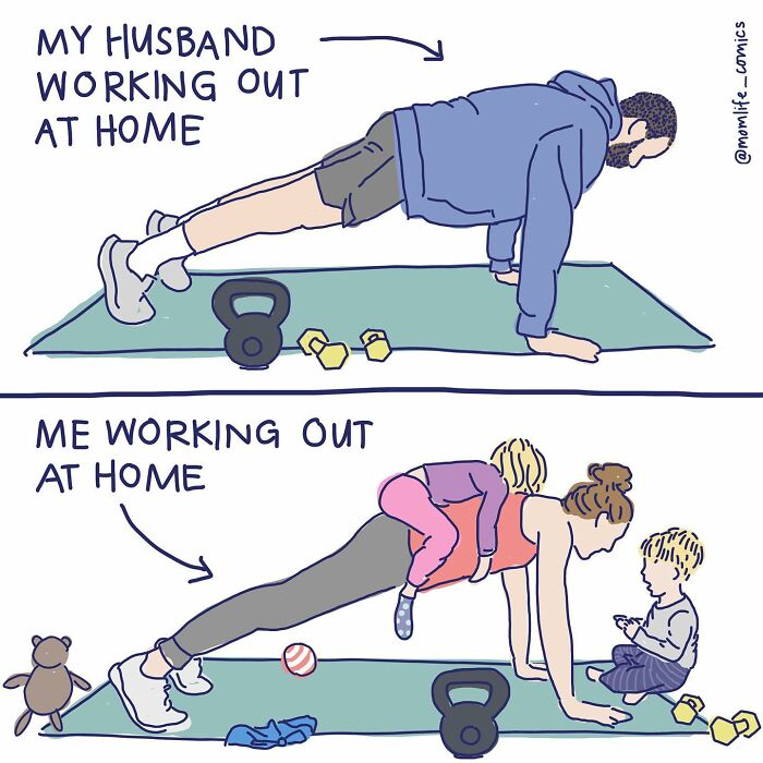 A Comic About Working Out At Home (Dad vs. Mom)