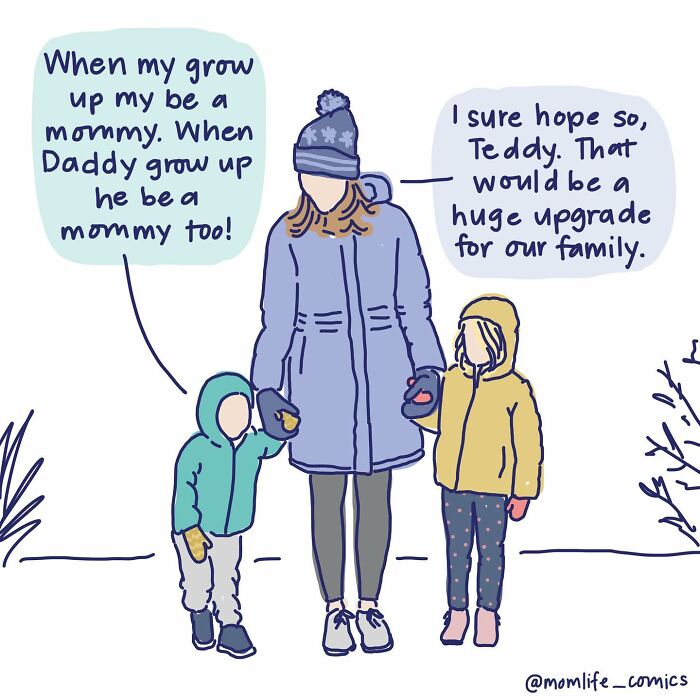 A Comic About A Kid Wishing Their Dad To Grow Up To Be A Mom