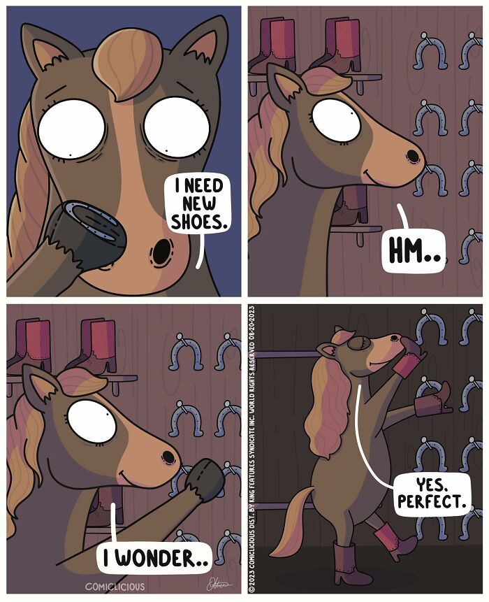 A Comic About A Horse Choosing New Shoes