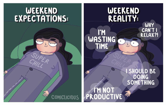 A Comic About Weekend Expectations vs. Reality