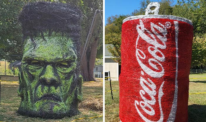 Every Year, I Create Giant Hay Bale Art For A Local Non-Profit’s Annual Halloween Event (8 New Pics)