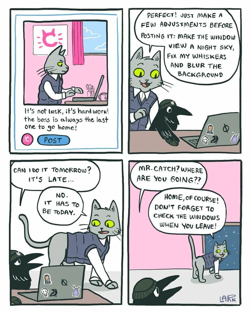 40 Funny Comics About A Cat Hiring Birds In His Company By This ...