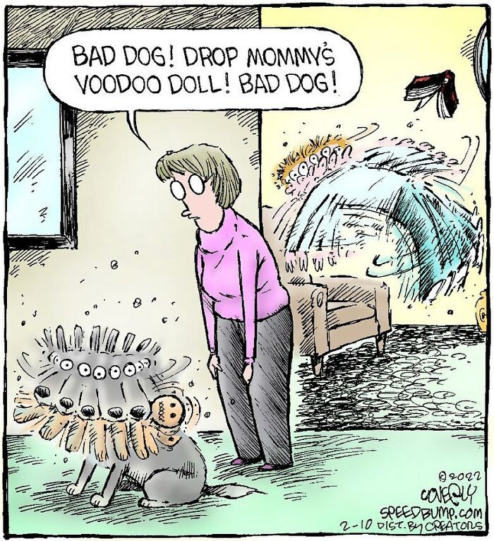 One-Panel Comic About Dog Eating A Voodoo Doll By Dave Coverly