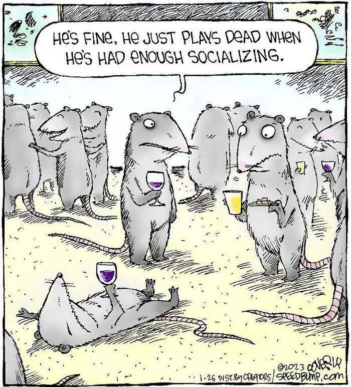 One-Panel Comic About A Rat That Had Enough Socializing By Dave Coverly