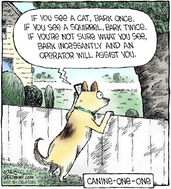 One-Panel Comic About Dog Calling A Support Center By Dave Coverly
