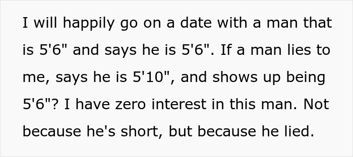 Woman Towers Over Dates After They Lie About Their Height, Throw Fits As She Refuses Second Date Woman Towers Over Dates After They Lie About Their Height, Throw Fits As She Refuses Second Date