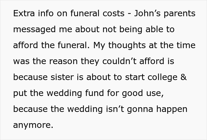 Text discussing funeral costs and family financial struggles after fiancé refuses to return family heirloom, leading to court battle. Text discussing funeral costs and family financial struggles after fiancé refuses to return family heirloom, leading to court battle.