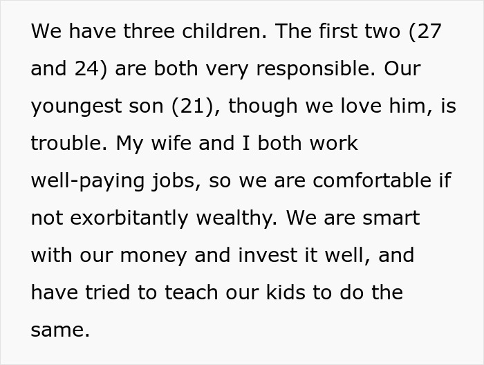 "He Stole One Of My Credit Cards": Entitled Son Expects His Well-Off Boomer Parents To Support Him "He Stole One Of My Credit Cards": Entitled Son Expects His Well-Off Boomer Parents To Support Him